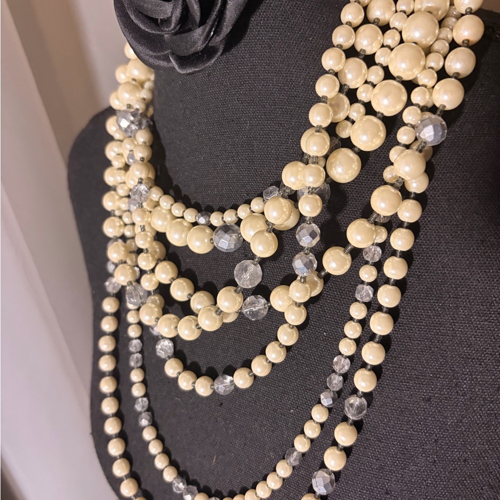 Ivory Multi-Strand Pearl Statement Necklace